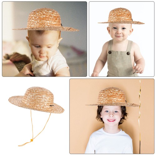 Children's Straw Hat Wide Brim Sun Beach Play Hats for Girls - Picture 6 of 12