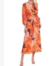 farm Rio NWT Jungle Panther Beige cutout Beaded Midi Dress Sz M Tropical