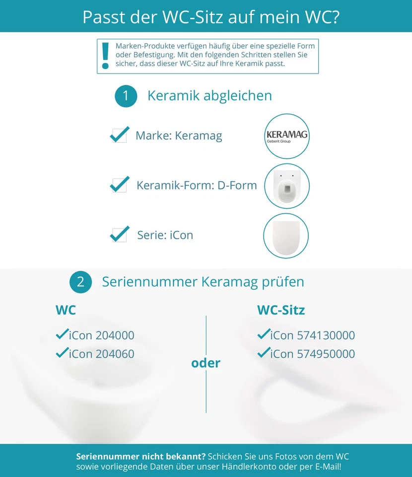 WC-Sitz D-Form Absenkautomatik Keramag iCon 204000 & 204060 überlappend - Bild 4 von 4