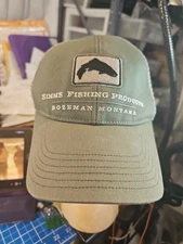 Hat ~ Gray Embroidered Simms Fishing Products Bozeman Montana Mesh Snapback Hat