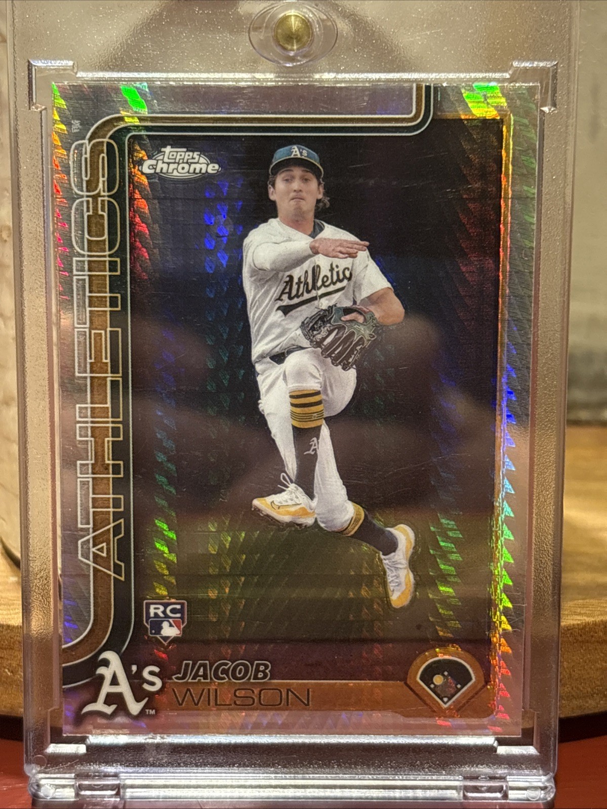 2025 Topps Chrome - Jacob Wilson #96 Prism Refractor (RC) Rookie Hyper Athletics