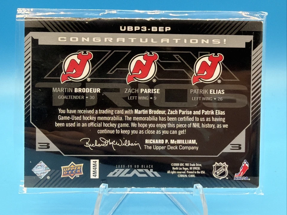 2008-09 UD Black Jerseys Trios Brodeur-Parise-Elias /50 NJ Devils - Image 2 of 2