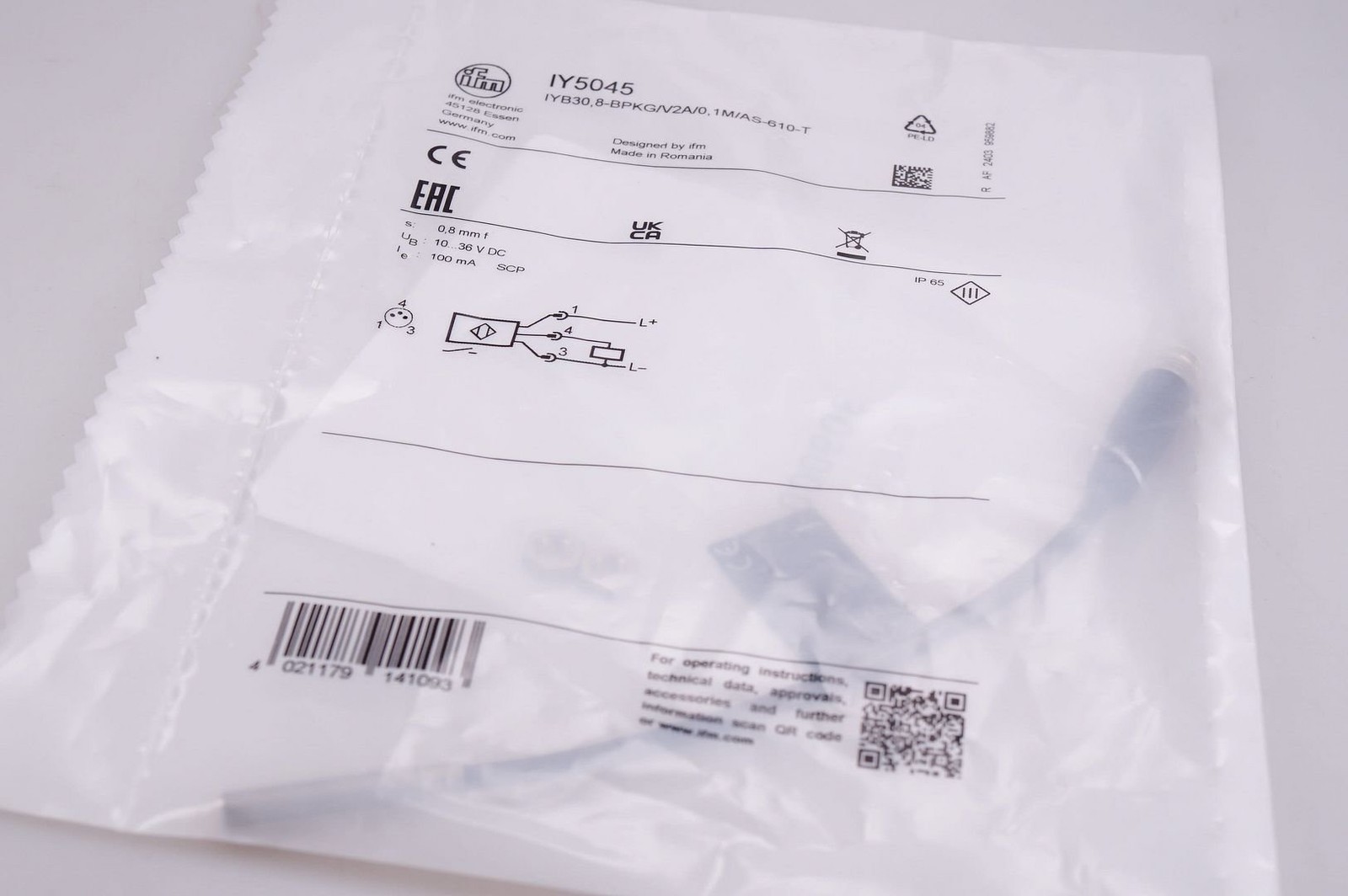 IFM Inductive Sensor Iy5045 Iyb30, 8-bpkg/V2a/0,1m/As-610-t New, Boxed