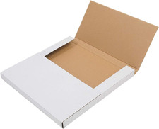 25 Pack White Vinyl Record Shipping Boxes - 12.5x12.5x1 Inch Easy-Fold Mailers