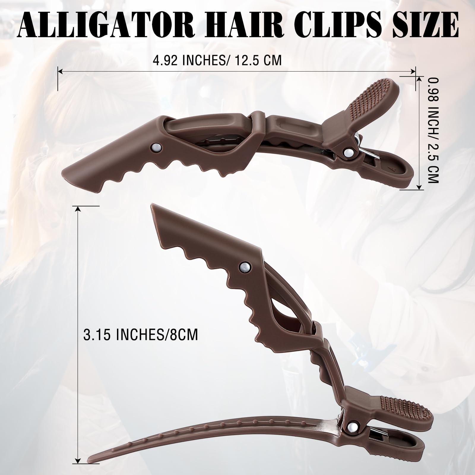 12 PCS Brown Matte Alligator Clips for Hair Styling and Sectioning Crocodile