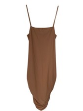 Superdown Yovanna Midi Dress Size Large Ruched Sleeveless Tan Neutral Trendy NEW