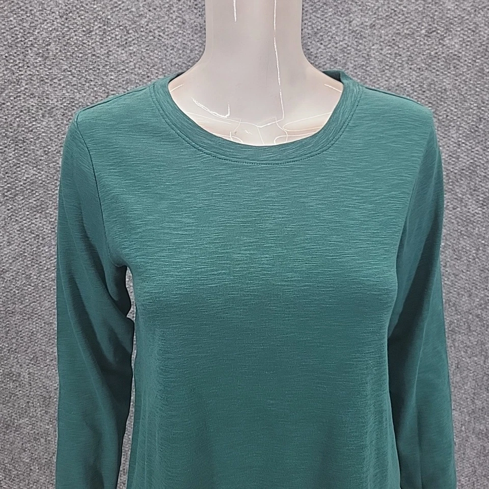 Camiseta verde Kirkland Signature para mujer manga larga algodón talla pequeña Foto 4 de 4