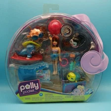 Mattel Polly Pocket Splash Shimmer Pets Reef N4550 Bluebird Red Helmet