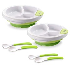 2-Pack Baby Feeding Suction Warm Plate with Draining and Drying Design - Stay...