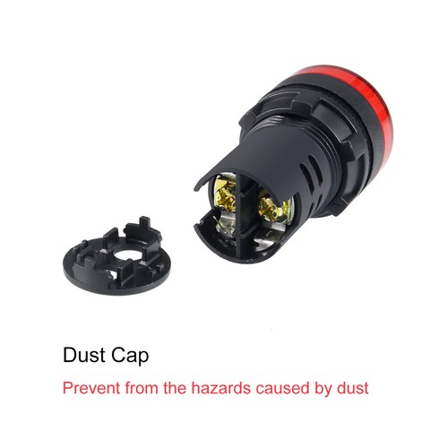 Signal Lights AC 220V, Red LED, Flush Panel Mount 7/8