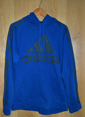 Adidas blau Big Spell Out Logo lässig 3 Streifen Fitnessstudio weiches Gefühl Hoodie - Medium