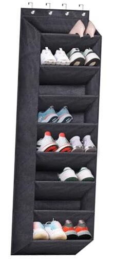 Over The Door Shoe Organizer with Deep Pockets for Closet Storage