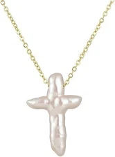 White Pearl Cross Necklace. Pearl Cross Necklace. Freshwater Pearl Cross Pendant