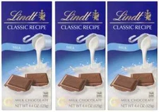 3 PACKS Lindt CLASSIC RECIPE Milk Chocolate Bar  4.4 oz EACH