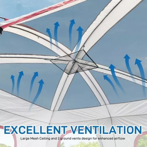 Polyester Fiberglass Poles Can Accommodate 14 People Camping Tent Red - Picture 8 of 19