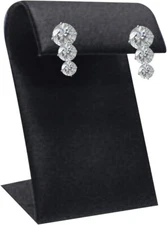 Lot of 12 Earring Black Faux Leather Displays Showcase Post 1 3/4” x 2" x 4