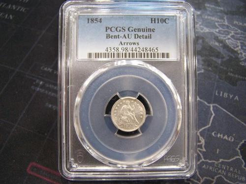 1854 Seated Liberty Silver Half Dime With Arrows PCGS AU DETAIL