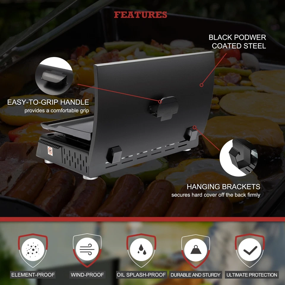 Royal Gourmet Portable 3-Burner Gas Grill Griddle with Top Hard Cover - Image 3 of 4