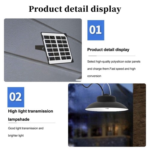 2x Solar Pendant Lights Outdoor Indoor Dusk to Dawn Garden Barn Yard Shed Lamp - Picture 7 of 20