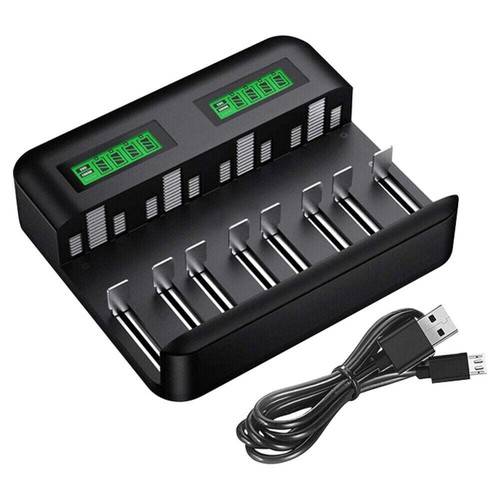 GameMantra Smart Battery Charger 8 Slots LCD Display For AA/AAA/C/D Rechargea... - 第 1/9 張圖片
