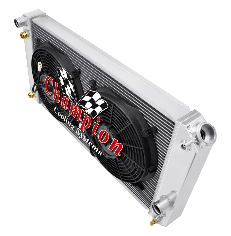 Radiador RR Champion 4 filas con 2 ventiladores de 12" para 1997-2000 Isuzu Hombre #MC1826 Foto 3 de 4