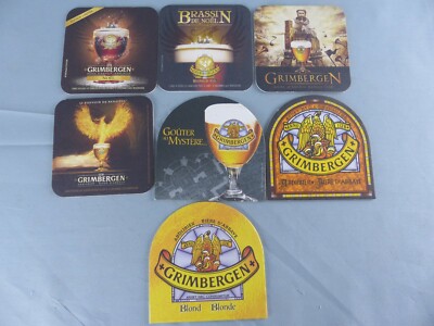 Lot of 7 different GRIMBERGEN beer mats bierviltje Bierdeckel B56