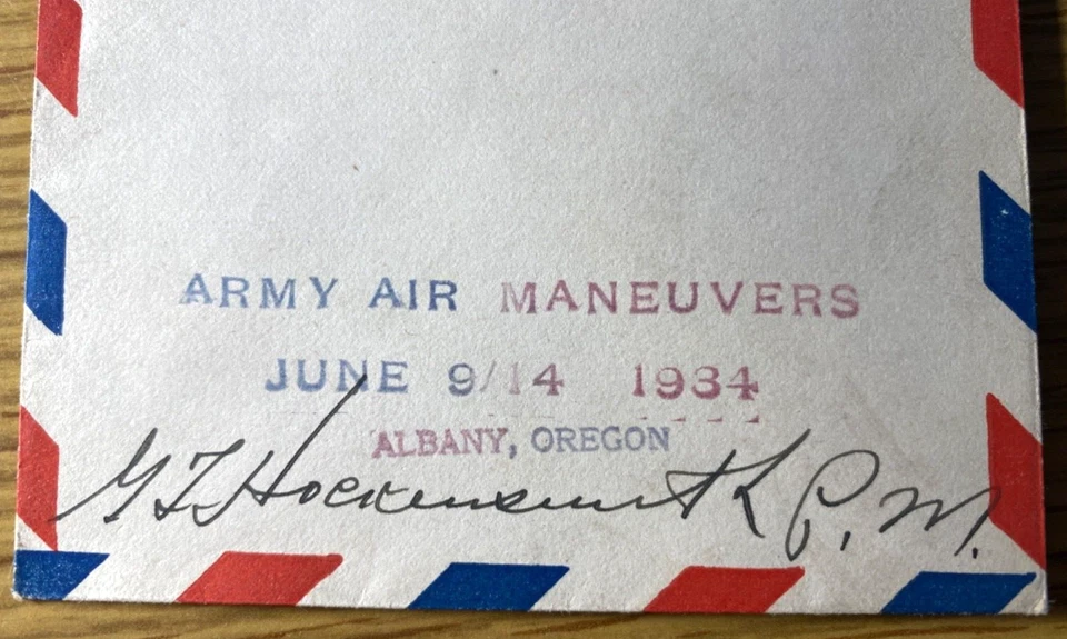 1934 ARMY AIR MANEUVERS dedication envelope ALBANY, OREGON signed by postmaster - Image 3 of 4