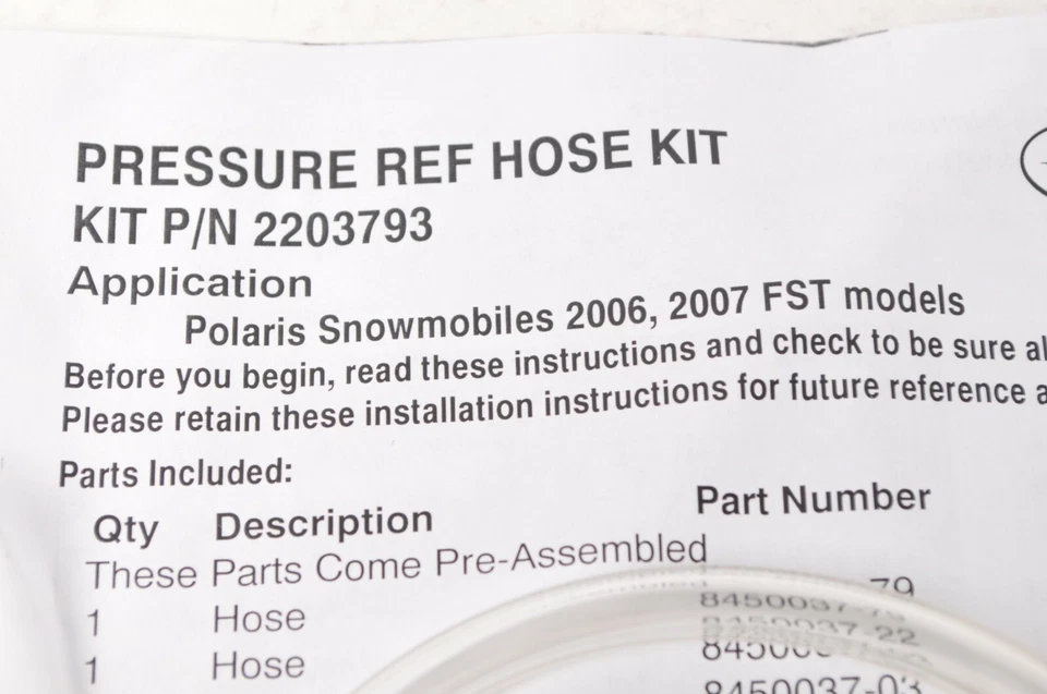 Genuine Polaris 2203793 Kit,fuel pressure Reference 2006-2007 FST Snowmobiles - Image 2 of 2