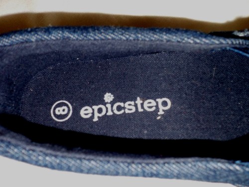 Denim Epicstep Slip On Flats Size 8 M NWT Upper Dark Wash Frayed Bow Hidden Heel - Picture 3 of 12