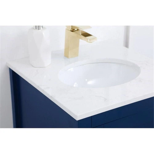 Elegant Decor Aubrey 18" Steel and Solid Wood Single Bathroom Vanity in Blue - Picture 5 of 8