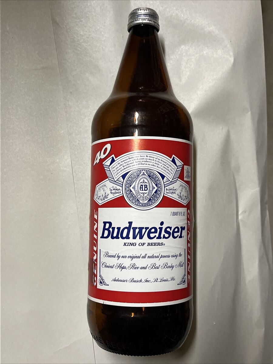Vintage 1990's Budweiser Anheuser-Busch 40 Oz Amber Glass Vintage 1990's Budweiser Anheuser-Busch 40 Oz Amber Glass