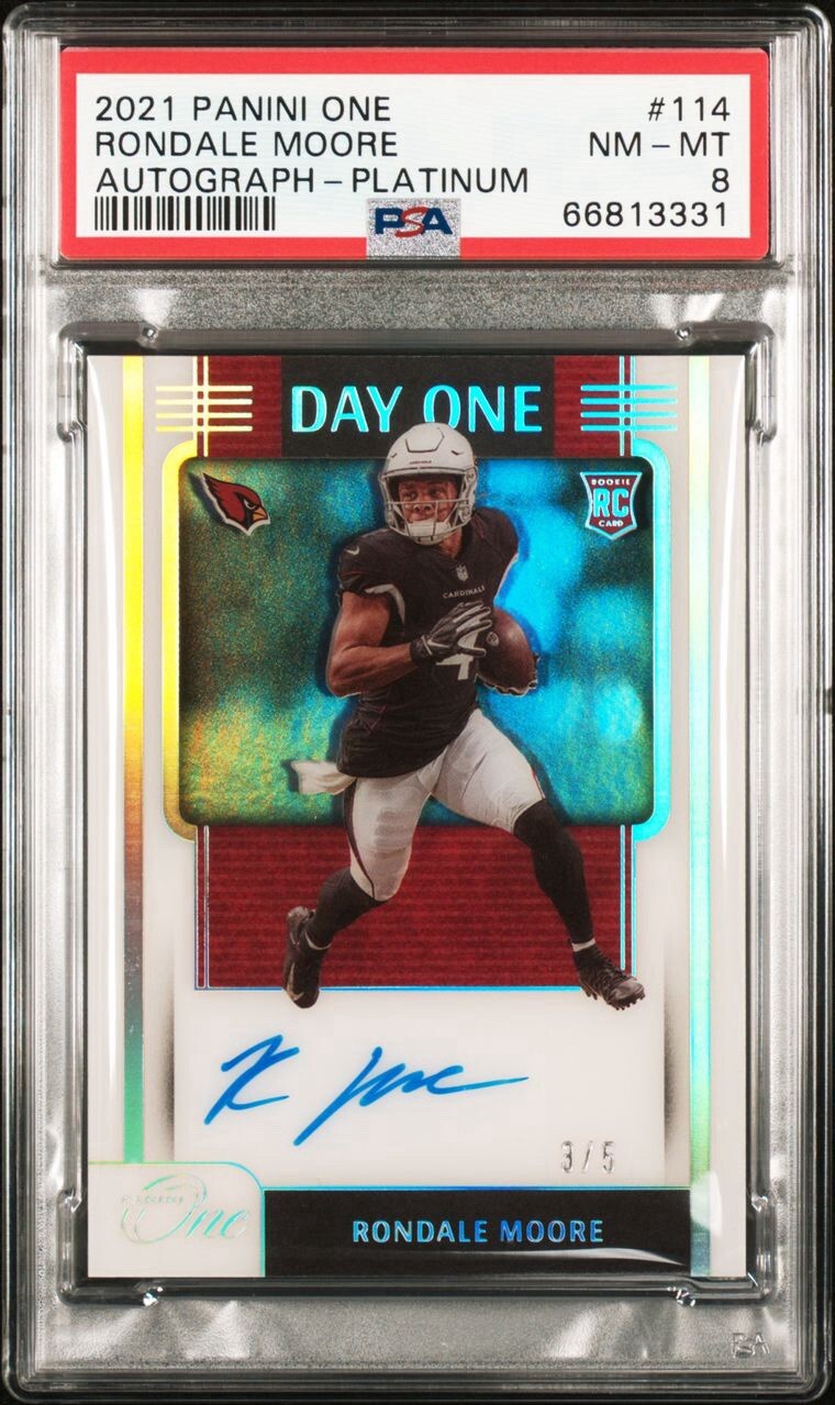 2021 Panini One Rondale Moore RC Auto 3/5 Platinum Day one