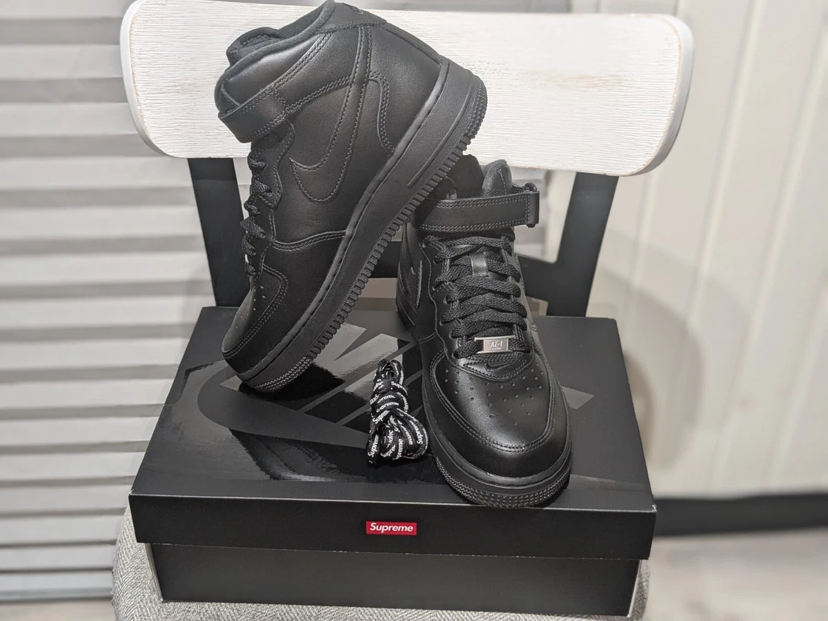 Nike Supreme x Air Force 1 Mid Box Logo - Triple Black for Sale