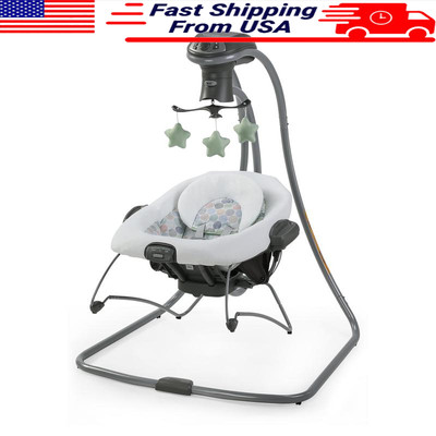 2-in-1 Baby Swing Portable Bouncer Multi-Direction 6 Speeds 15 Sounds Vibration