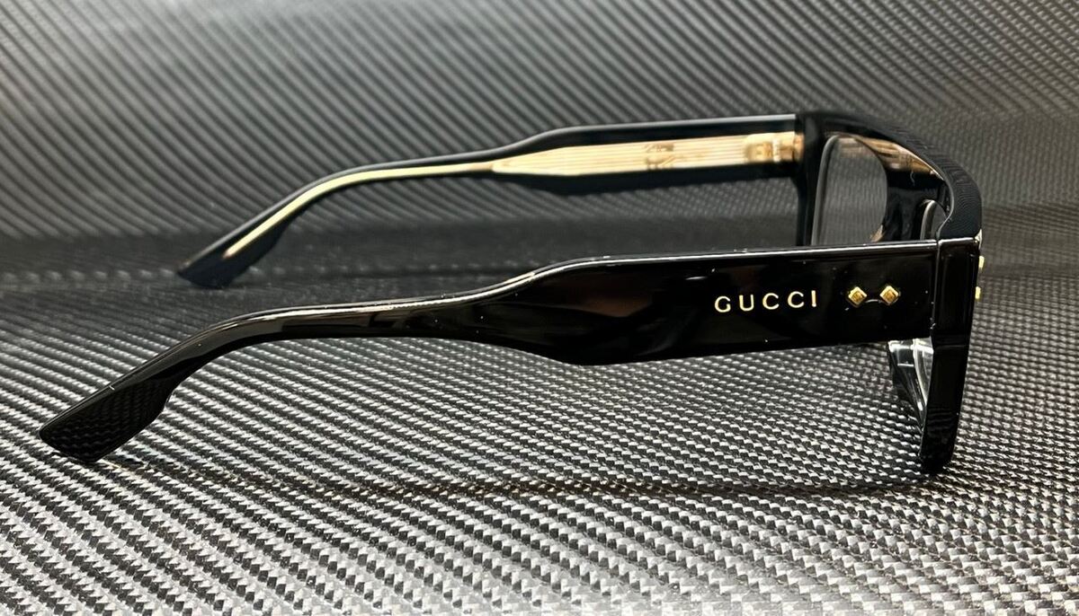 GUCCI GG1085O 001 Shiny Black Gold Men's 52 mm Rectangle GUCCI GG1085O 001 Shiny Black Gold Men's 52 mm Rectangle