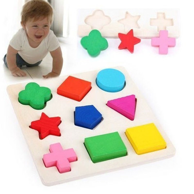 New Promotion Wooden 9 Shapes Puzzle Toy Baby Educational Bricks ...