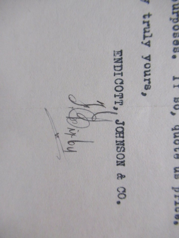 1917 Antique Signed Document, Endicott, Johnson & Co. NY, Makers ...