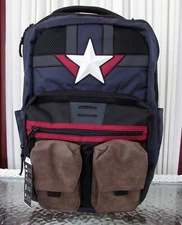 Marvel Captain America Built-up Backpack Travel School Laptop Bag Bioworld NWT