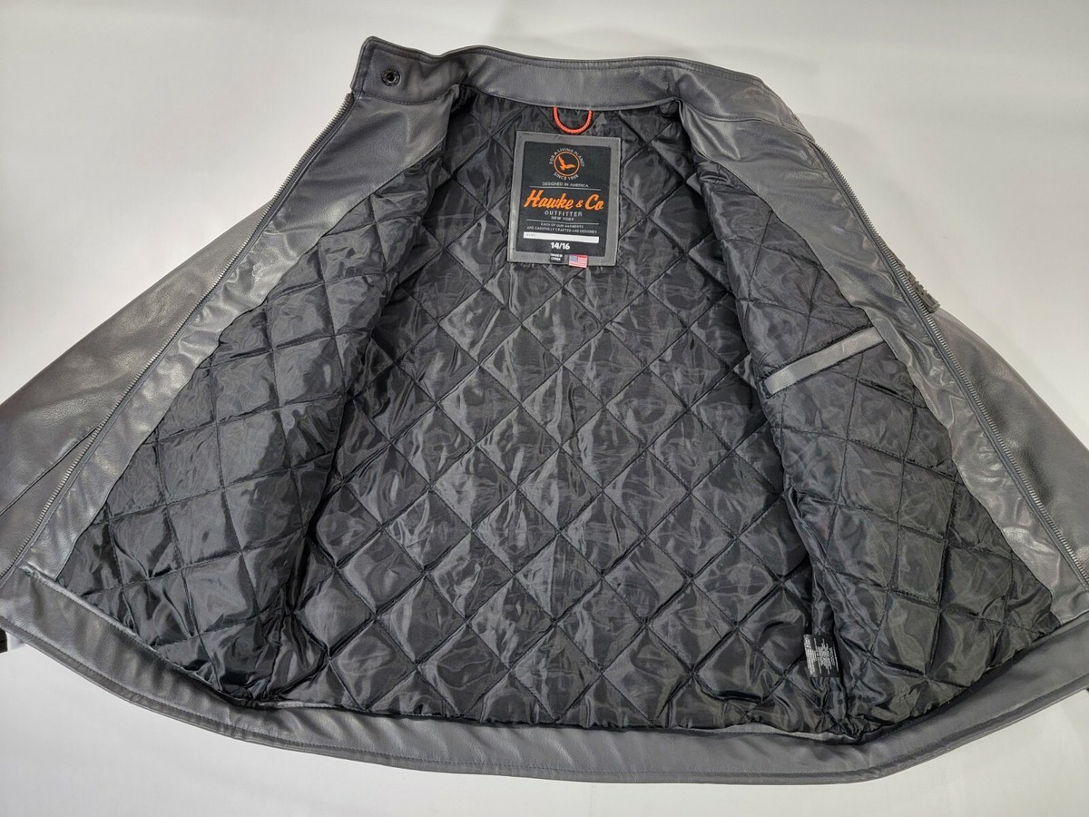 Veste Moto En Faux Cuir Hawke & Co - Gris - Garçon 14-16 Ans - Occasion