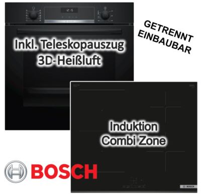  Bosch Herdset INDUKTION Backofen HBG5370B0 + Induktionskochfeld PVS63KBB5E 60cm