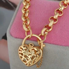 Indian Bridal 14k Gold Plated Chain Womens Heart Anklet Bracelet Adjust 6"-9.75"