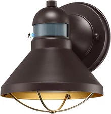 Motion Sensor LED Outdoor Barn Lights Brown Exterior Wall Lantern Dusk to Dawn O