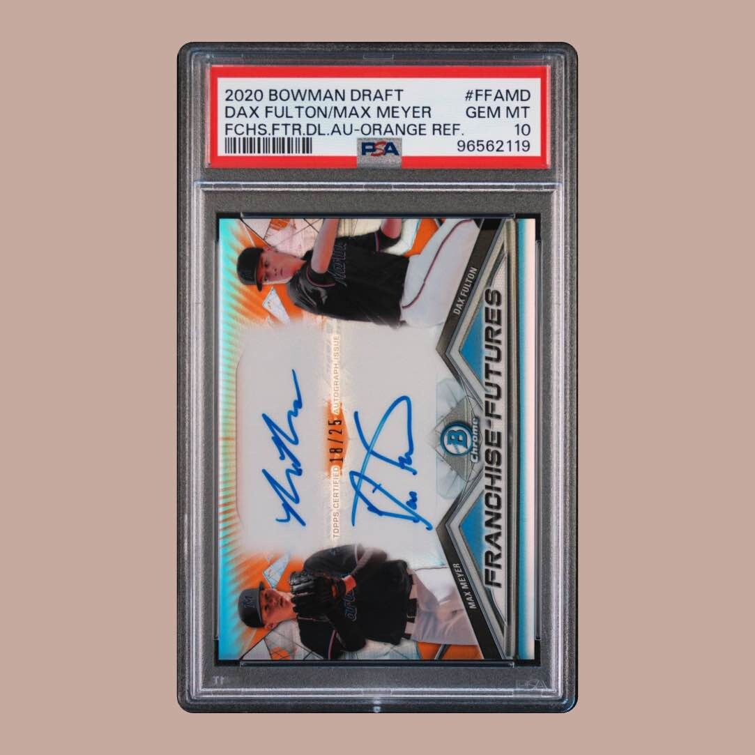 2020 Bowman Chrome Orange Refractor Dax Fulton Max Meyer RC Dual AUTO /25 PSA 10
