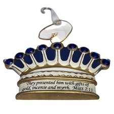 Crown Christmas Ornament Blue Jewels Gifts of Gold Incense Myrrh Religious