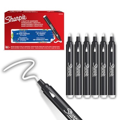 Sharpie Creative Marker Acrylic Paint Pens | 1 Count (Pack of 6), White 