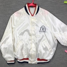 Vintage Aristo Jac Jacket Mens XL White Satin USPS Varsity Employee 80s USA