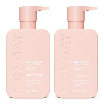 MONDAY HAIRCARE Smooth Shampoo + Conditioner Bathroom Set (2 Count) 12 oz Each F