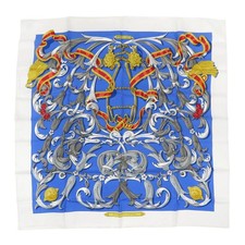 Hermes Carre 90 Le Mors a la Conetable Silk Scarf Blue Unisex Authentic