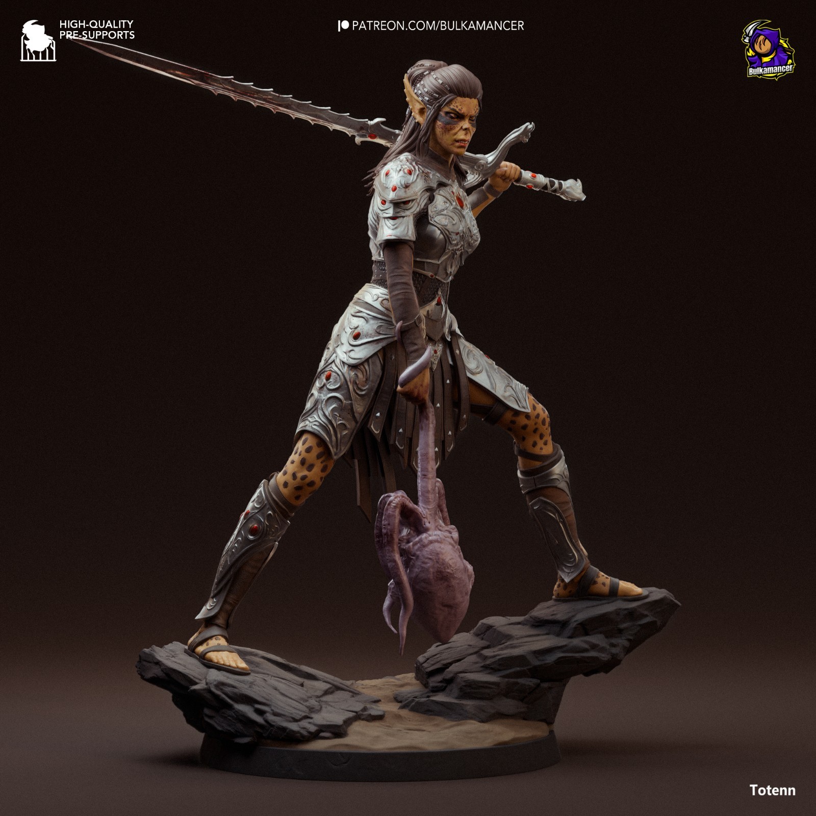 Statue résine Lae'zel de 28cm, sculpture Bulkamancer haute fidélité