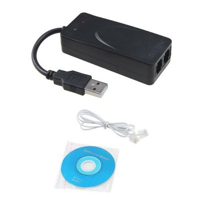 Dual RJ11 Port USB 56K Dial Up Voice Fax Data Modem Adapter For Windows 7 8 10